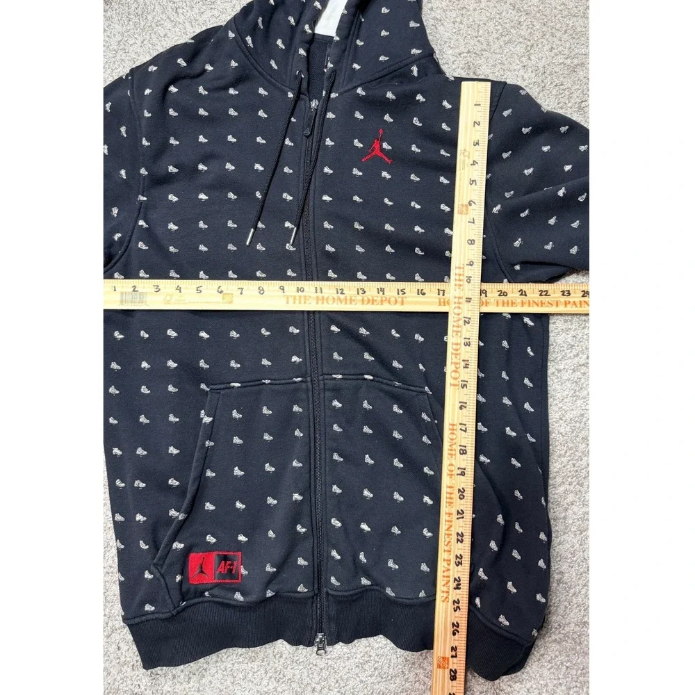 Jordan Jumpman Hoodie Large Full Zip Sneaker Print Black Red Logo Basketball Y2K